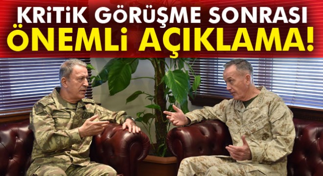 Genelkurmay Başkanı Akar, İncirlik te ABD li mevkidaşı ile görüştü